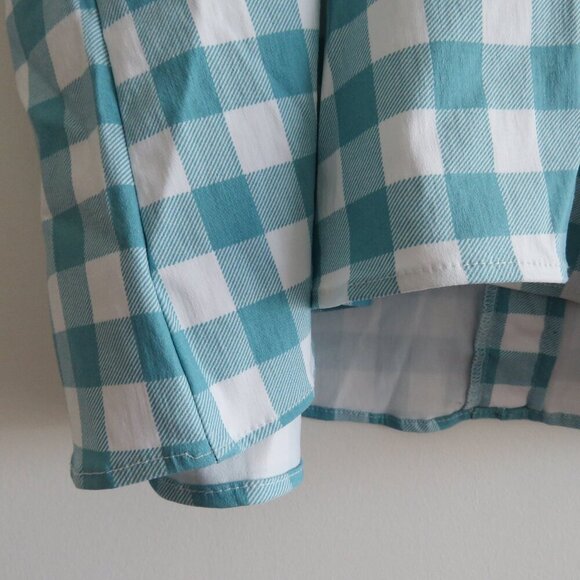 TORRID Fit And Flare Button Up Strapless Crop Top Jones Gingham Cloud Dancer NWT - Picture 12 of 15